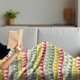 thumbnail image 3 of Retro Soft Flannel Fleece Throw Blanket, Colorful Triangles Sharp Edged Geometric Shapes in Horizontal Line, Cozy Plush for Indoor and Outdoor Use, 50" x 60", Dark Coral Pale Green, by Ambesonne, 3 of 5