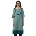 thumbnail image 1 of Moomaya Robes Indiennes pour Femmes Décontractées d'Été Imprimées Manches 3/4 Longue Kurta, 1 of 6