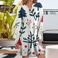 thumbnail image 6 of WTOBBY Women's Holiday Printed Dress Loose V-Neck Long Sleeve Casual Christmas Party Wear with Festive Theme Pattern for Seasonal Occasions,White L, 6 of 6