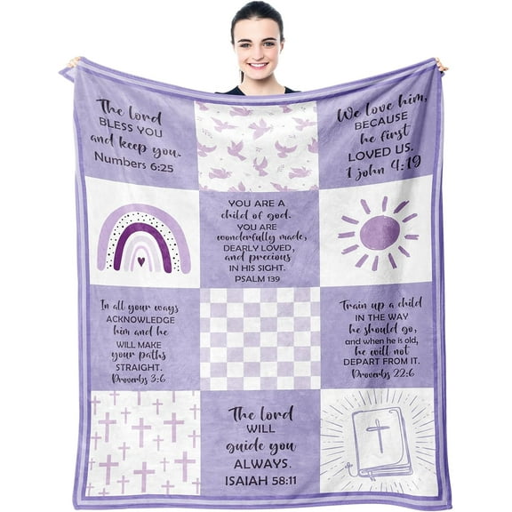 Baptism Gifts for Girl Boys, Baptismal Gift Blanket 40"x50", Christian Present, Baptism Favors Christening Gift, Religious Bible Catholic Gift Ideas Throw Blankets