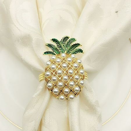 

4pcs Pineapple Alloy Napkin Rings Fashion Crystal Napkin Buckle Party Napkin Holder Towel Buckle