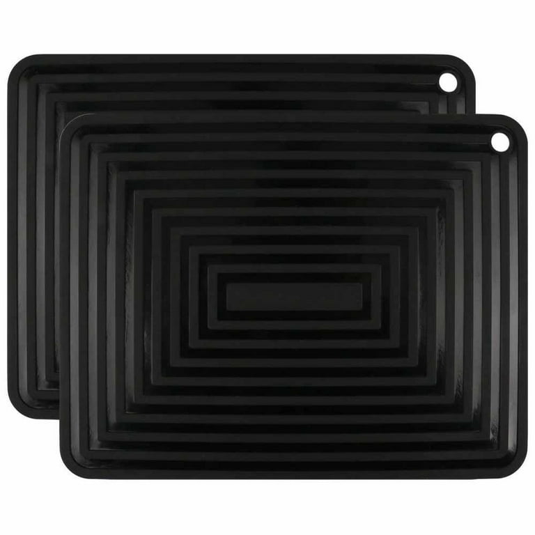 Silicone Trivets - 9 X 12 Silicone Potholder [2 Set ] Silicone Pot Holders  - Spoon Rest - Kitchen Table Mat - Hot Pads - Large Coasters (black)