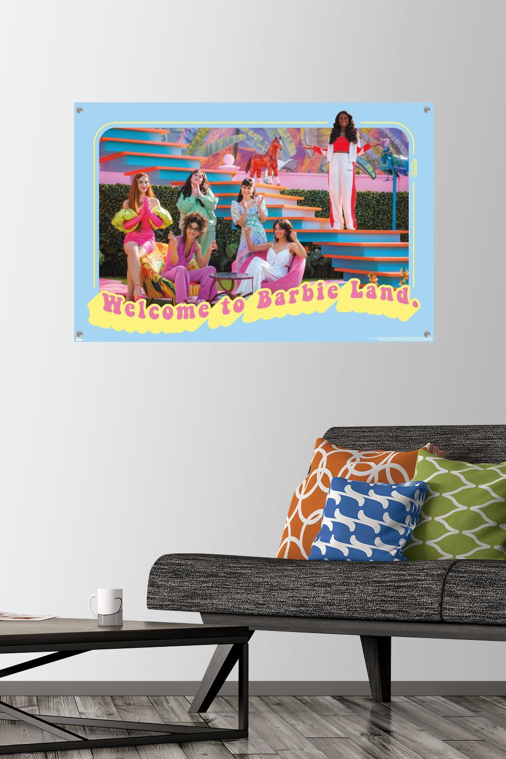 Mattel Barbie: The Movie - Welcome To Barbie Land Wall Poster with Pushpins, 22.375" x 34"