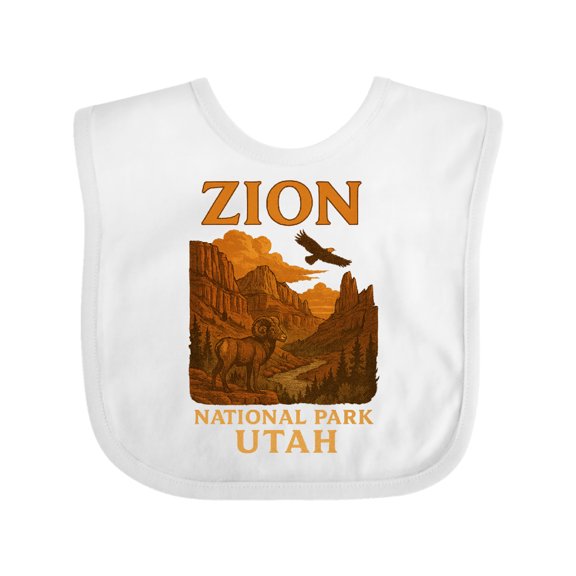 Inktastic Zion National Park Utah Vintage Landscape Art Boys or Girls Baby Bib