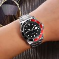 thumbnail image 5 of Men Automatic Mechanical Wristwatch Stainless Steel Band Self Winding Analog Watch Red & Black Accent, 5 of 9