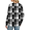 thumbnail image 4 of Nokdvo Women Sweatshirt Fashion 2025 Plaid Crewneck Pullover Long Sleeve Casual Loose Fitting Tops,Gray L, 4 of 5