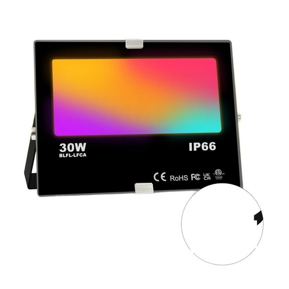 RGB LED Floodlight 30W Outdoor Smart Flood Light IP66 Waterproof Color Changing Spotlight APP Group Control ,Multifunctional Lighting