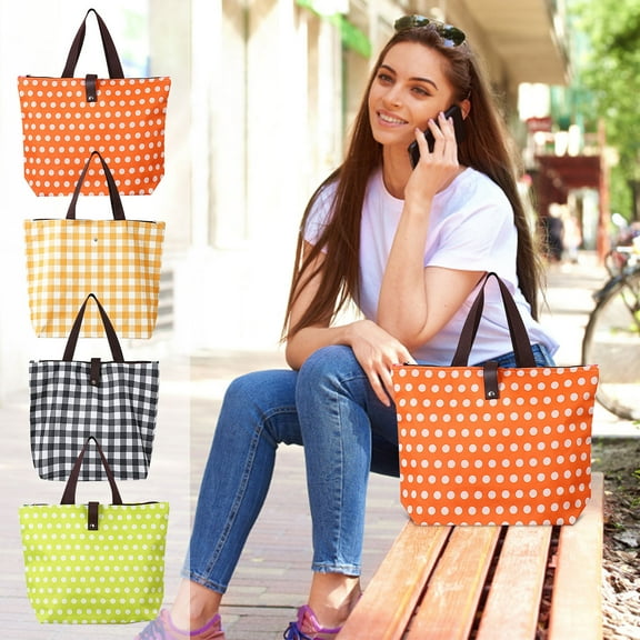 Foldable Shopping Bag 600d Portable Cloth Tote with 45.5 X 32 X 12 Cm Large Capacity & 10kg Weight Limit, Non-slip Handles for Sesolution Carrying, Ideal for Groceries, Travel, and Daily