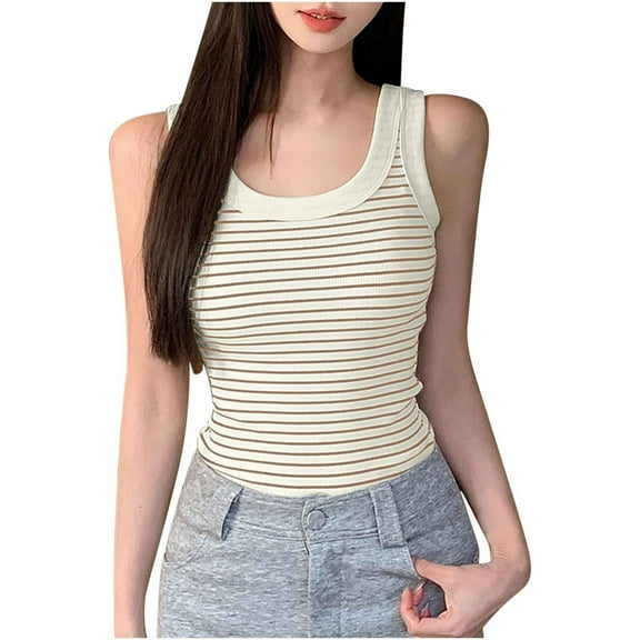 HADST Tank Tops for Women Slim Breathable Sleeveless Summer Striped Cozy Casual Camisole