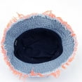 thumbnail image 6 of WTXUE Bucket Hats, Aldult Bucket Hats Jean Washed Denim Hole Teens Women Frayed Ripped Retro Fisherman Cap Packable Outdoor Sun Hats, Color Orange, 6 of 7