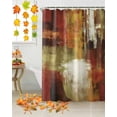 thumbnail image 2 of Fall Shower Curtain Burnt Orange Oil Painting Bathroom Curtains with Hooks, Waterproof Fabric Abstract Graffiti Art Thanksgiving Bath Shower Curtains Set for Bathroom Bathtubs Decor 72x72 Inch, 2 of 7