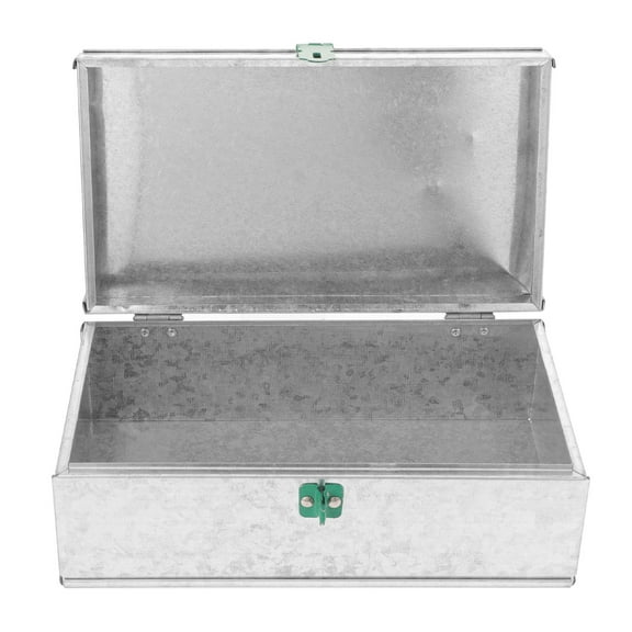 CIMAXIC Silver Iron Storage Box with Lock for Durable Home and Garden Tool Organization