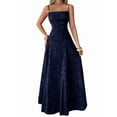 thumbnail image 2 of Women'S Maxi Dress Jacquard Formal Evening Gown Elegant Wedding Guest Party Dress Dark Blue XL, 2 of 7