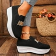 thumbnail image 6 of Womens Slip On Platform Sneakers, Black Breathable Mesh Upper, Chunky Non-Slip Sole Height Increasing, Comfortable Casual Athleisure Shoes for Women (US 5-10),Size 38, 6 of 9