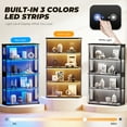 thumbnail image 6 of BROTTAR Large Display Cabinet with Glass Door, 4-Tier Curio Cabinet with 3 Color Lights for Collectibles, Glass Display Case with Transparent Full-Display Surface, Human Body Sensor, Black, 6 of 9