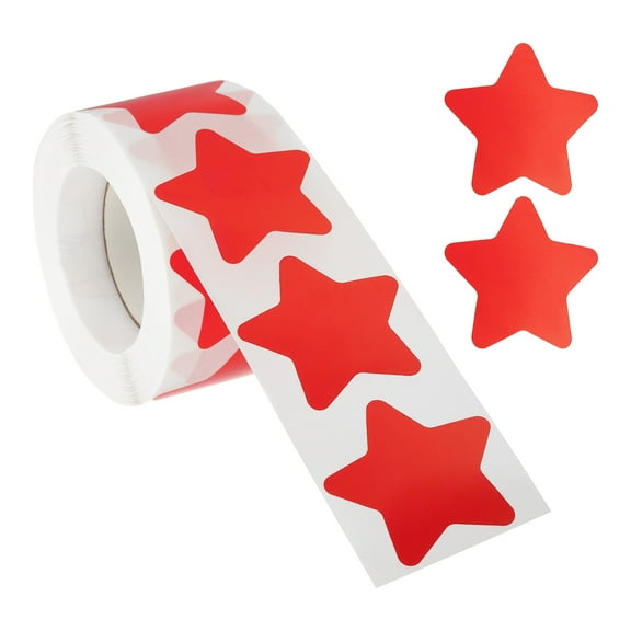Uxcell 1.5" Star Stickers Roll, 500 Pcs Self-Adhesive Reward Stickers for Classroom Teacher Supplies and DIY Craft, Red