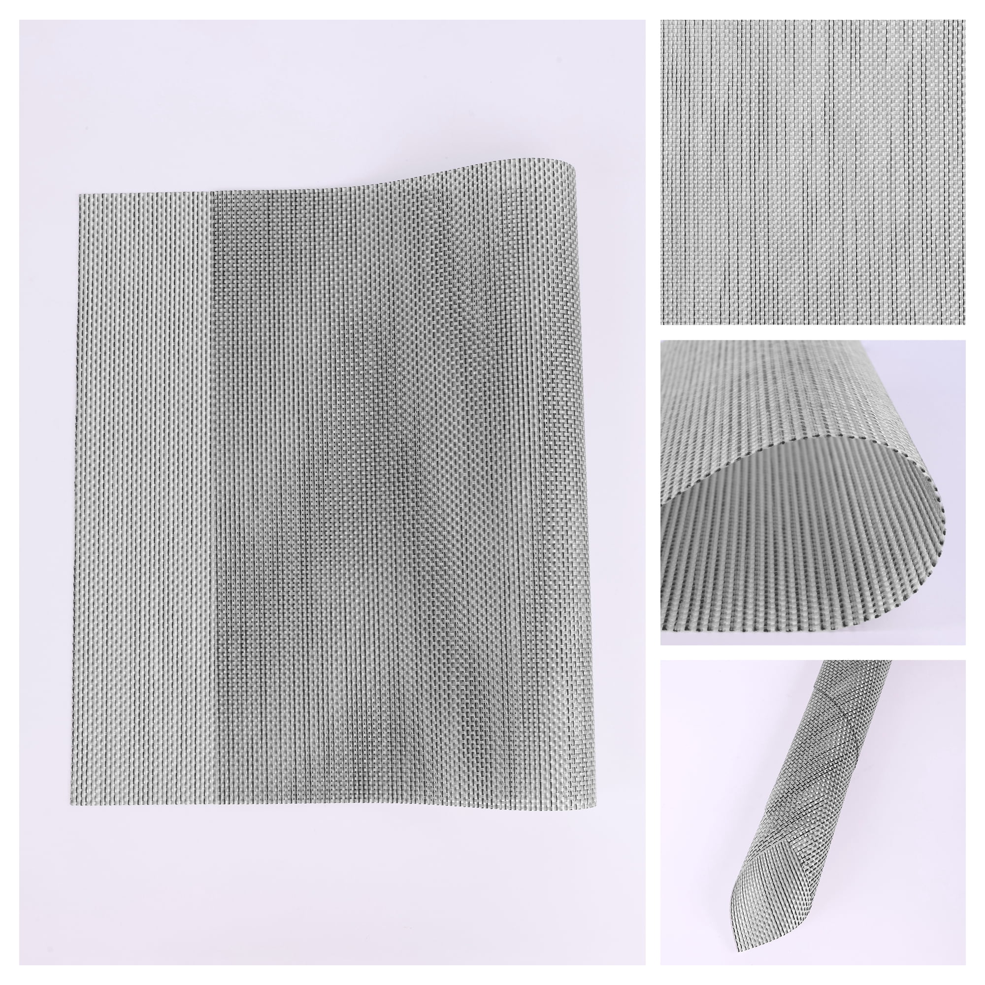Unique Bargains 8 Pack Washable Placemats for Table Decor Wipeable Place Mat Gray 18x12in