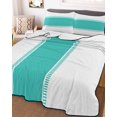 thumbnail image 3 of Quilts Twin-XL Size Bedding Set, Green Solid Color Texture Lightweight Quilted Comforter, Simple Light Green Stripes Soft Reversible Bedspread Coverlet with Pillow Covers for All Season, 68" x 98", 3 of 7