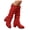 Red, variant on Slouchy Red Knee High Boots for Women Chunky High Heel Suede Fall Booties Casual Wide Calf Riding Boots