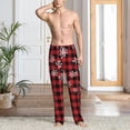 thumbnail image 2 of Logiee Red Buffalo Plaid Print Pajama Pants for Men,Men’s Pajama Bottoms,Mens PJ Pants with Pockets & Button Fly-3X-Large, 2 of 6