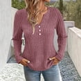 thumbnail image 2 of LWFFDAW Ribbed Knit Fall Sweaters for Women Long Sleeve Dressy Casual Button Henley Sweaters Lightweight Soft Loose Pullover Sweater, 2 of 6
