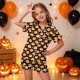 thumbnail image 2 of KPOPLK Girls Satin Silk Sleepwear Outfit Halloween Short Sleeve Button Down Pajamas and Shorts 2Pcs Jammies,Size 10-11 Years, 2 of 5
