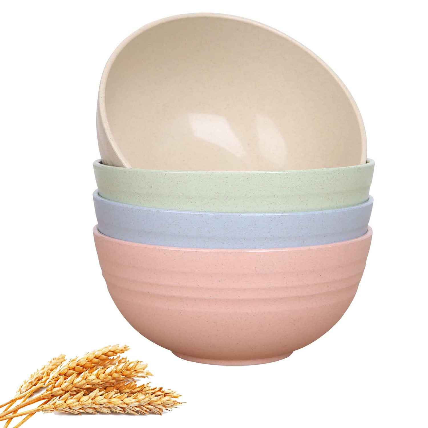 Cereal Bowls, Petal-Shaped 18 oz Plastic Bowl, Colorful Wheat Straw Fiber Lightweight Bowls for Children Adult, Dishwasher and Microwave Safe for Rice