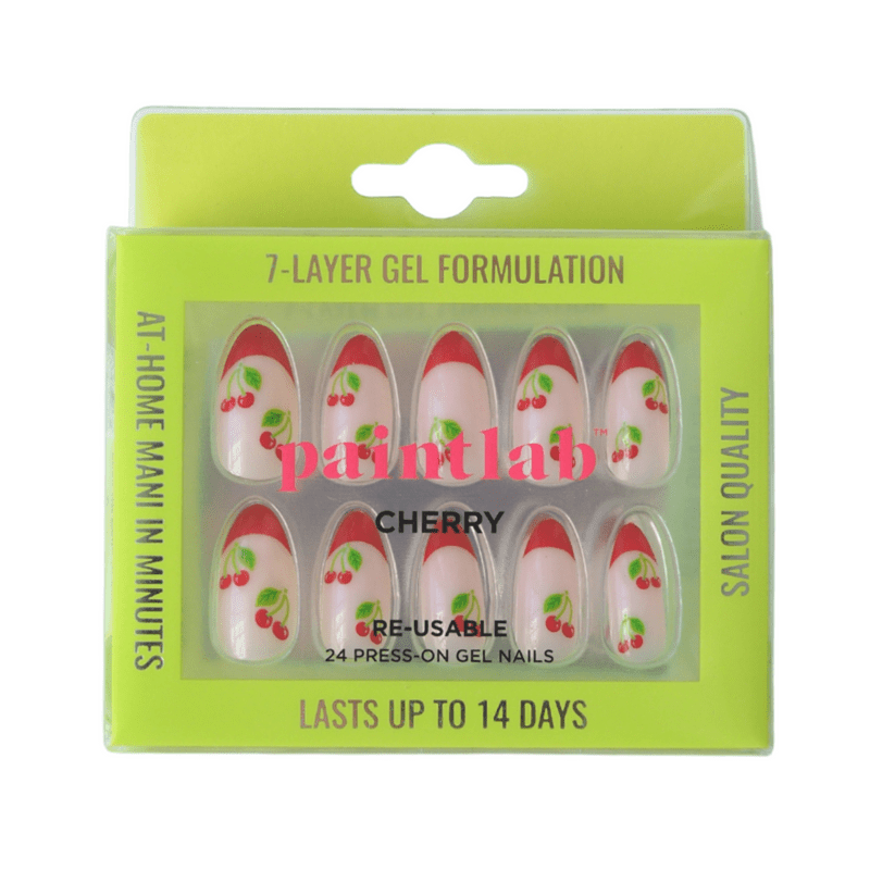 PaintLab Cherry Bomb Gel Press On Nails Kit, Cherry, 24 Count