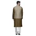 thumbnail image 3 of Atasi Kurta Solid Churidar Pajama & Printed Nehru Jacket Set For Mens Party Wear, 3 of 3