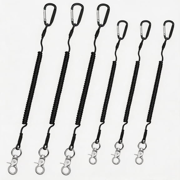 BlinkLLX Heavy Duty Retractable Steel Wire Coiled Fishing Lanyard 6 Pack 47"
