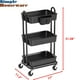 thumbnail image 3 of Rolling Utility Cart, artículos para el hogar sencillos de 3 niveles con cubo para colgar, 3 of 6