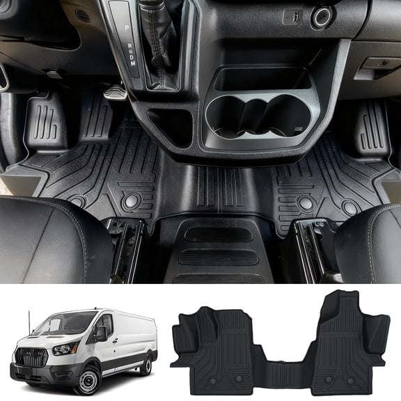 Rongtaod TPE All Weather Floor Mats, Fits Ford Transit Van 22-26, Not for Transit Connect, Waterproof Non-Slip
