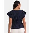 thumbnail image 3 of Time and Tru Women's Eyelet Peplum Top, Sizes XS-XXXL, 3 of 5