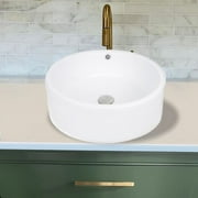 HIGHPOINT COLLECTION  White 16-inch Round Ceramic Bathroom Vessel Sink