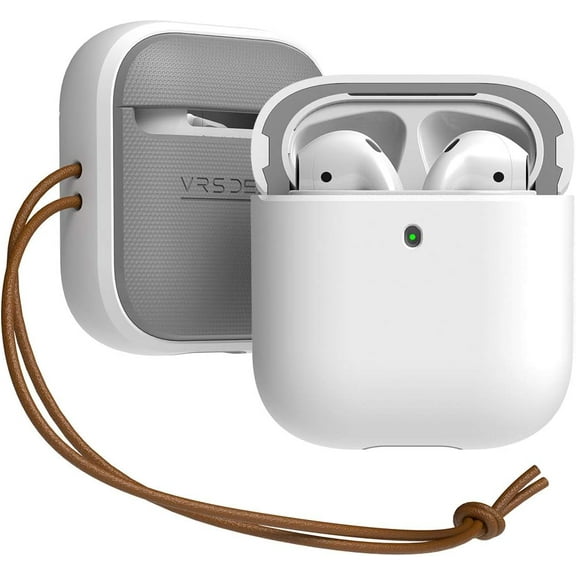 VRS Design Airpods Case for Airpods 1 & 2, [Modern] Neat & Durable Hard Shell Rugged Shockproof Protective Case Cover (White)
