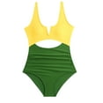 thumbnail image 5 of WREESH Mommy and Me Swimsuits for Women Cutout One Piece Swimsuit Swimwear Parent-Child Outfit Mother Daughter Swimsuit Set Adult Bodysuit Swimsuit Green, 5 of 6