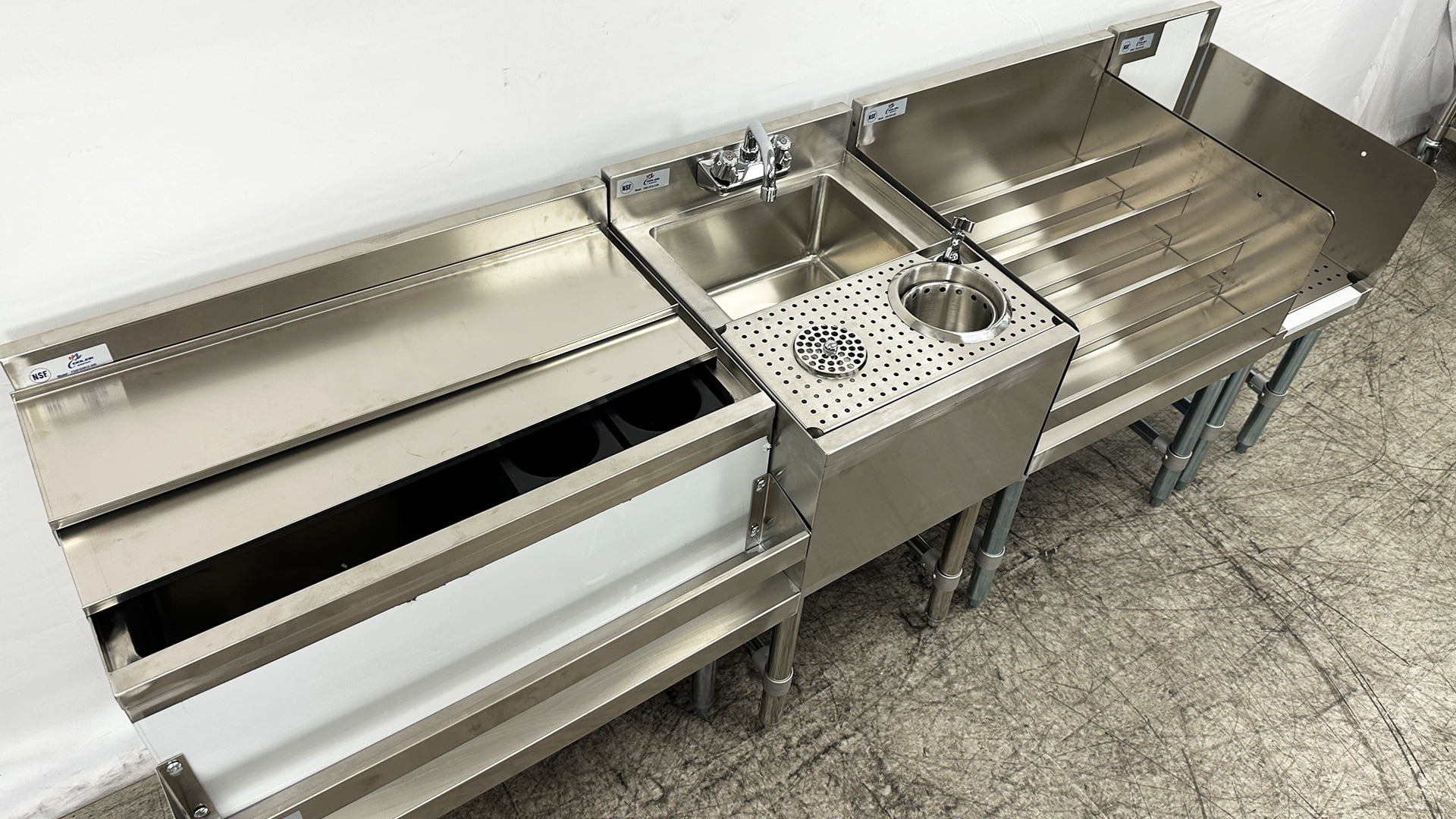 NSF 84 in. Commercial Underbar Counter Cocktail Drink Station, Combination Cocktail Station, Bar Equipment 84.2''Wx22.5''Dx33.3''H