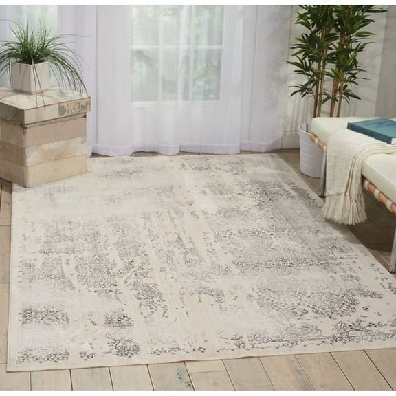Nourison Silver Screen Ivory/Grey Area Rug by Nourison KI344 2'2"X3'9"