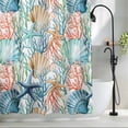 thumbnail image 2 of Coastal Small Stall Shower Curtain, Waterproof Shower Curtains for Bathroom, Nautical Summer Beach Coral Starfish Shell Washable Fabric Bath Curtain for Bathtub Decoration with Hooks 36x78 Inches, 2 of 9