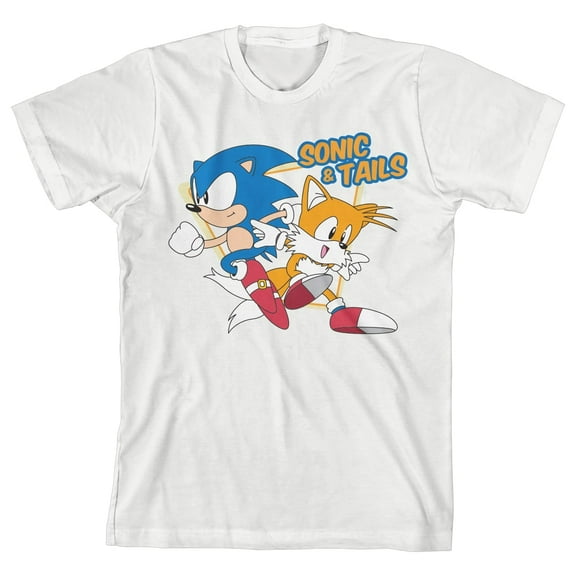 Sonic The Hedgehog Sonic & Tails Boy's White T-shirt-Medium