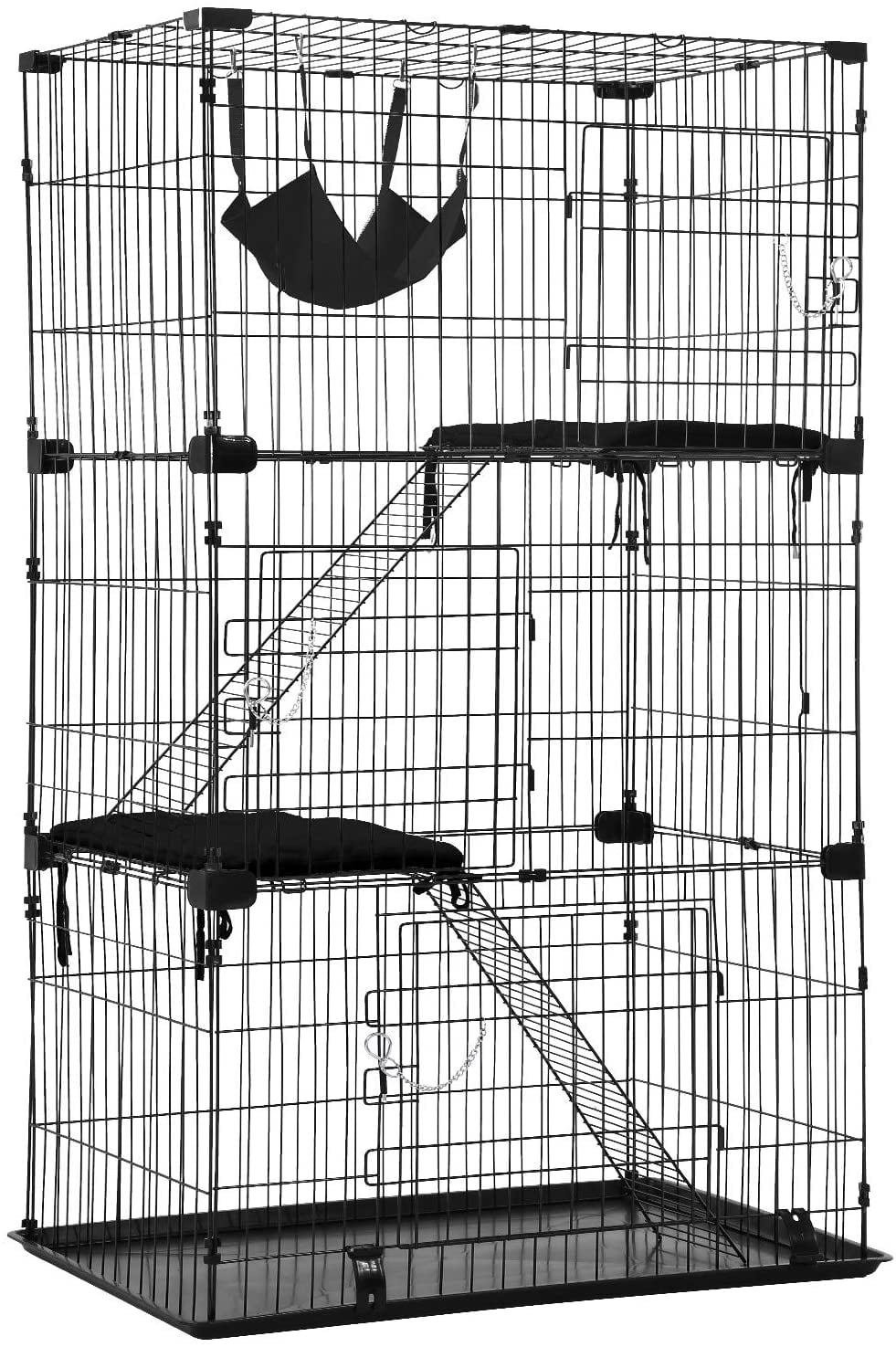 Cat Cage Cat Crate Cat Kennel Cat Playpen with Free Hammock 3 Cat Bed 3