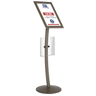 M&T Displays Sign Holder Stand, Black 22x28 Inch Poster Frame Double Sided  Slide-In Aluminum Easy Loading Floor Standing Pedestal Advertisement Post  Commercial Menu Holder Round Heavyweight Base 