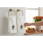 Serafina Home Decorative Fall Harvest Tip Towels: Cute Garden Gnome with Sunflower on Plush Soft Cotton Ivory (18 x 11 Inch, White)