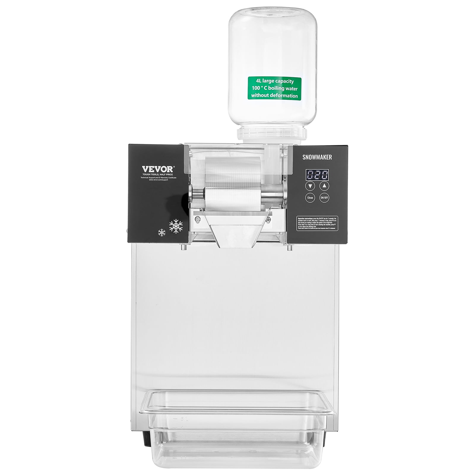 VEVOR Commercial Snowflake Ice Machine, 397LBS/24H Snowflake Ice Maker, Stainless Steel Ice Shaver Machine, Electric Snow Cone Maker, Air Cooling System for Rapid Heat Dissipation, for Bakery, Cafe