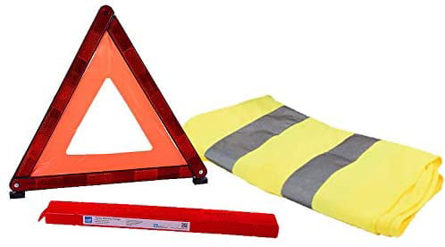 Visibility Car Emergency Roadside Kit Safety Triangle Warning Kit Car Roadside Emergency Kit with Reflective Warning Triangle Visibility Roadside Vest for Car Trucks 