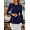 thumbnail image 3 of PRETTYGARDEN Women's Fall Lightweight Cardigan Sweaters | Long Sleeve Peplum Tops, Button Up, Slim Fitted, Flared Hem, Soft Ribbed Knit, Business Casual Outfits, Winter Trendy Clothes, 3 of 9