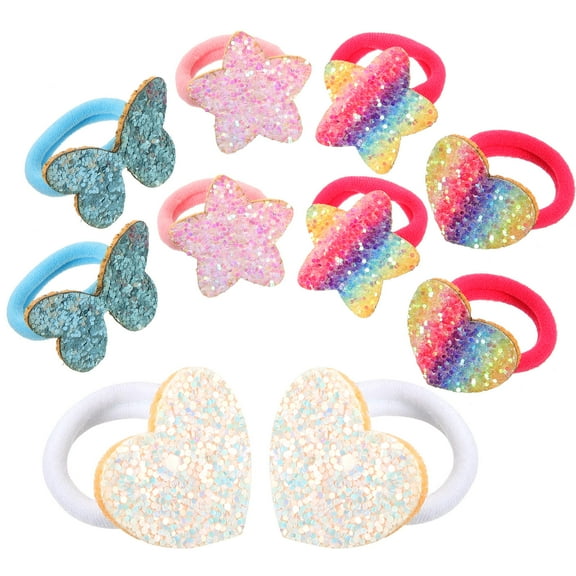 KONTONTY 5 Pairs Elastic Glitters Bands Cotton Non-damaging to Hair for Girls