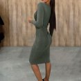 thumbnail image 6 of GigrtiJin Women's Fall Winter Midi Dress Long Sleeves Solid Color Crewneck Hip Hugging Slim Casual Elegant Dresses, 6 of 9