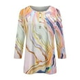 thumbnail image 5 of Womens Tops Womens 3/4 Length Sleeve Tops Casual Summer Shirts Loose Fit Three Quarter Length Sleeve Blouses Shirts for Women, 5 of 5