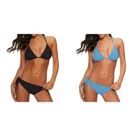 2-Pack Women Bandeau Bandage Bikini Set Push Up Brazilian Swimwear Beachwear Swimsuit String Bikini Top Thong Bikini Swimwear Retro Bikini Swimsuit for Women plus Size Thong Bikini Colorful Bikini